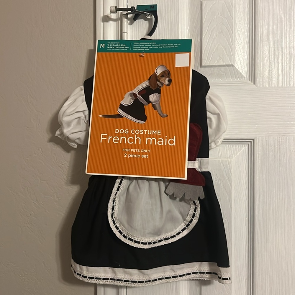 2 Dog Costumes - French Maid (size Medium) & Devil (size Medium) - Picture 2 of 8
